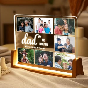 Personalized Dad Night Light - Acrylic Photo Frame Lamp - LED Gift for Father - Father&#39;s Day Photo Gift - Dad Keepsake - Dad Christmas Gift