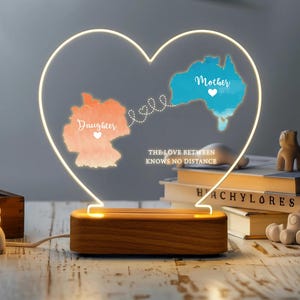 Veilleuse personnalisée à deux cartes - Cadeau unique pour la fête des Mères - Cadeau d'anniversaire de maman - Cadeau de fête des Mères pour un interurbain - Cadeau pour maman et sa fille