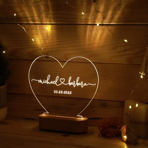 Custom Night Light as Valentines Day Gift - Names and Date - Engagement Gifts - Anniversary Gifts for Him Her - Romantic Gift for Couple