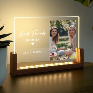 Personalisierte Bestie Acryl mit Foto, individuelle Bester Freund Nachtlicht, Freundschaft Geschenk für Sie, Sommer Memory Display, Soul Sisters Geschenk