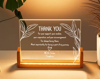 Personalized Thank You Acrylic Lamp, Unique Custom Gift for Coach, Boss, Nurse or Colleague, Retirement Appreciation Gift, Thank You Teacher