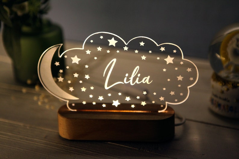 Personalized Night Light Kids Gift Baby Room Decor Christmas Gift for Baby and Toddler Newborn Boy Girl Name Gift Toddler Gifts image 1