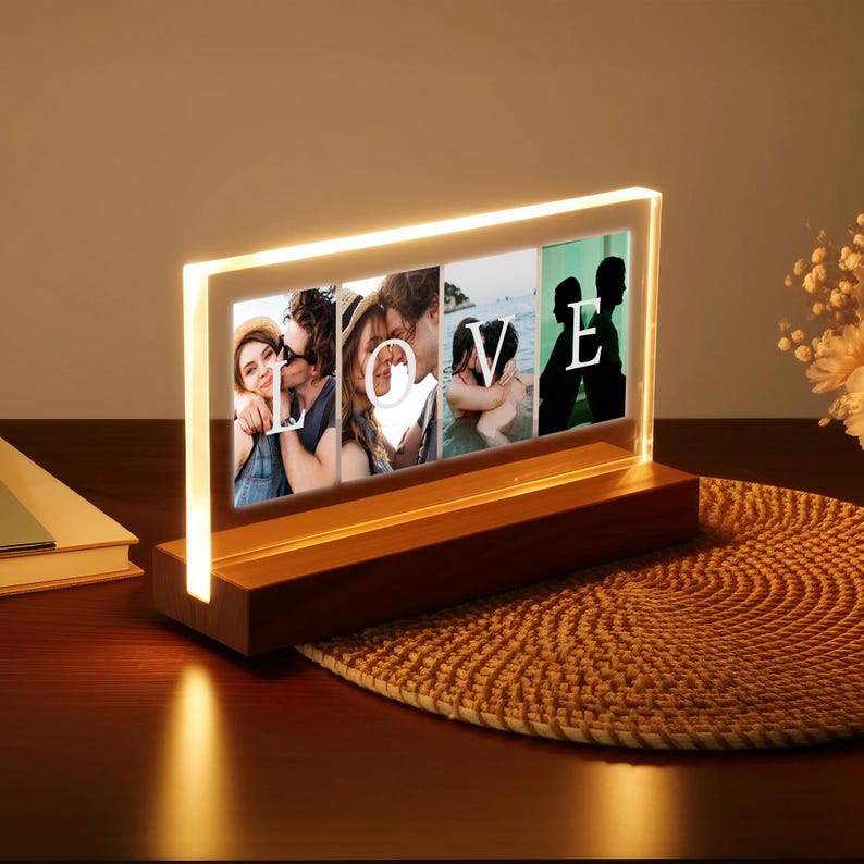 Personalized Couple LOVE LED Night Light, Sentimental Home Decor Gift for Anniversary, Valentines Day, Birthday Gift for Girlfriend Wife