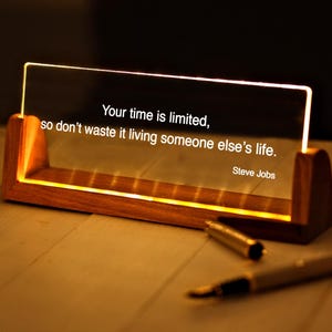 Custom Quote Print - Motivational Saying with LED Stand - Personalized Quote Sign - Motivational Quotes - Mindfulness Gift - Brainy Quote