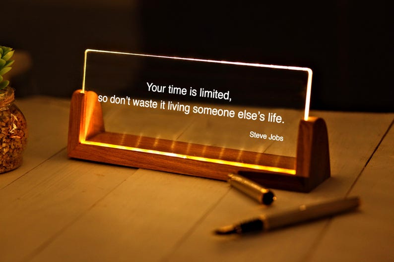 Custom Quote Print - Motivational Saying with LED Stand - Personalized Quote Sign - Motivational Quotes - Mindfulness Gift - Brainy Quote