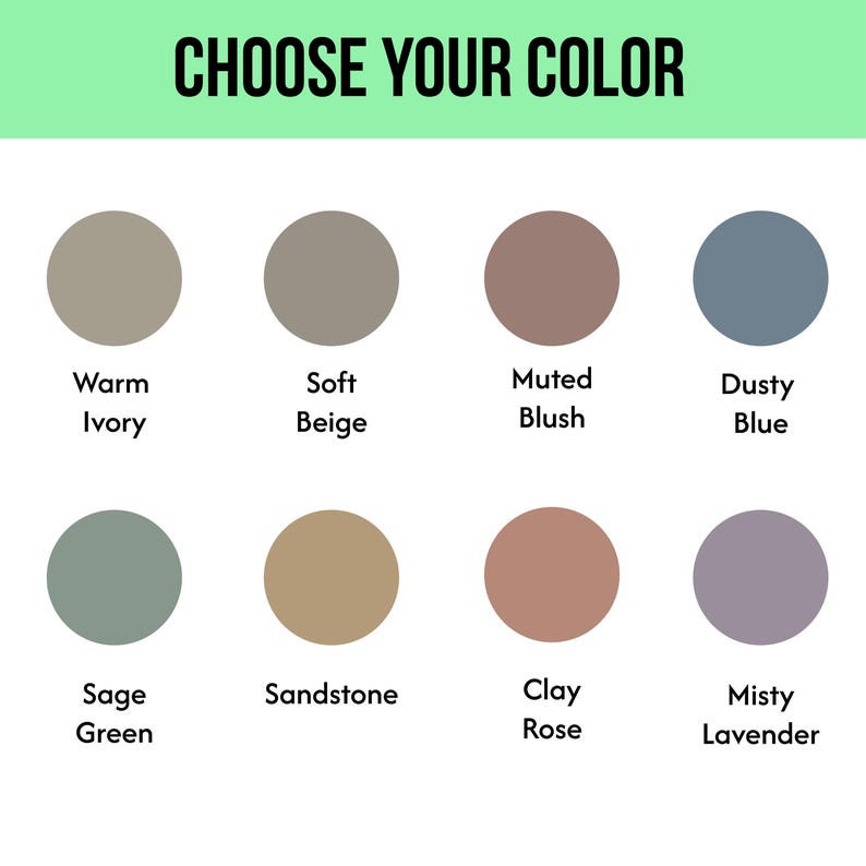 a collection of color swatches, each with a different color and shade, arranged in a grid format. The colors include warm, soft, muted, dusty, blue, beige, beige, blue, green, sandstone, clay, rose, lavender, and green.