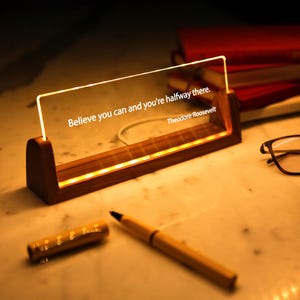 Custom Quote Print - Motivational Saying with LED Stand - Personalized Quote Sign - Motivational Quotes - Mindfulness Gift - Brainy Quote