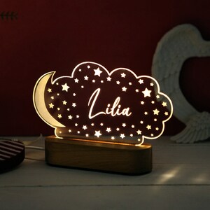 Personalized Night Light Kids Gift Baby Room Decor Christmas Gift for Baby and Toddler Newborn Boy Girl Name Gift Toddler Gifts image 3