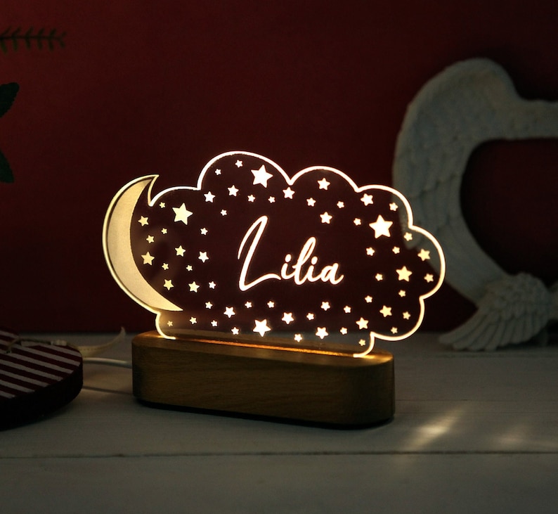 Personalized Night Light Kids Gift Baby Room Decor Christmas Gift for Baby and Toddler Newborn Boy Girl Name Gift Toddler Gifts image 3