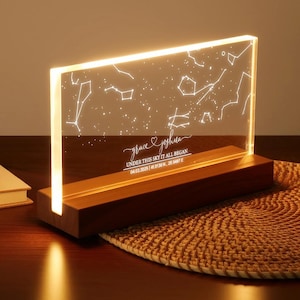 Lampe graphique de la constellation personnalisée - Cadeau carte des étoiles sur la lumière - Cadeau pour petit ami petite amie - Cadeau carte du ciel pour les couples - Cadeau pour mari