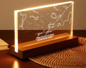 Personalized Constellation Chart Lamp - Gift Star Map on Light - Gift for Boyfriend Girlfriend - Stars Chart Gift for Couples - Husband Gift