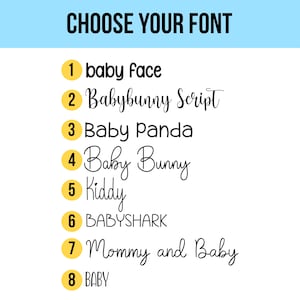 a list of different font names, each accompanied by a number, which are intended to be used as choices for creating custom text styles.