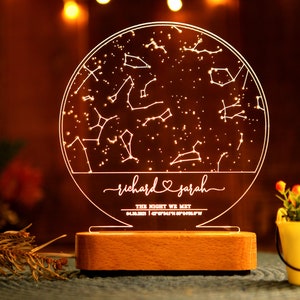 Stars Chart as Valentines Gift for Couples Gift Star Map on Night Light Personalized Constellation Map 1st 5th 10th Anniversary Gifts image 5