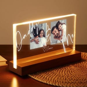 Personalized Daddy and Me Acrylic Night Lamp – Custom Dad Photo LED Light - Perfect Father’s Day Gift from Son Daughter - Fathers Photo Gift