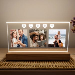 Personalized Daddy Light with Photos – Custom Acrylic LED – Gift for Dad from Kids – Fathers Day Decor for Dad  - Grandma Papa Birthday Gift