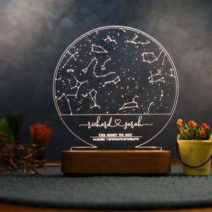 Stars Chart as Valentines Gift for Couples Gift Star Map on Night Light Personalized Constellation Map 1st 5th 10th Anniversary Gifts image 3