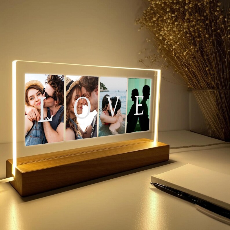 Personalized Couple LOVE LED Night Light, Sentimental Home Decor Gift for Anniversary, Valentines Day, Birthday Gift for Girlfriend Wife