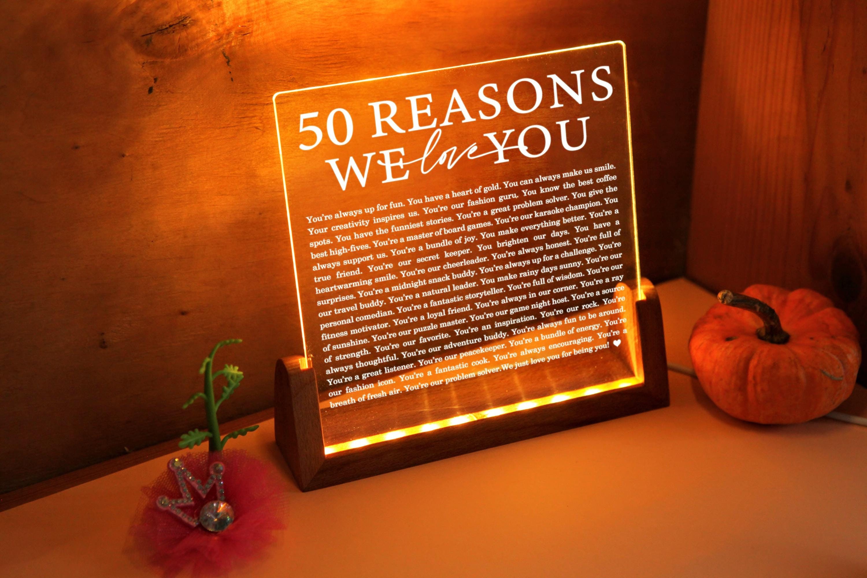 Personalized 50th Birthday Decor - 50 Reasons We Love You - 50th Birthday Gift for Him or Her - 50 Year Old Birthday Gift - 50th Anniversary
