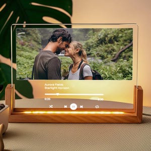 Personalized Song Plaque Light with Your Photo, Custom Music Gift for Boyfriend, Girlfriend, Wedding Gift Idea, Anniversary Gift for Her Him
