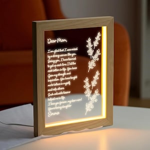 Luz de noche personalizada con letra escrita a mano - Regalo para el Día de la Madre - Regalo para mamá - Regalos de cumpleaños para abuelas y mamás - Regalo de Navidad para mamá