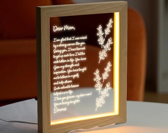 Personalized Hand-Written Letter Night Light - Mothers Day Gift - Gift for Mom - Grandma Nana Mommy Birthday Gifts - Christmas Gift for Mom