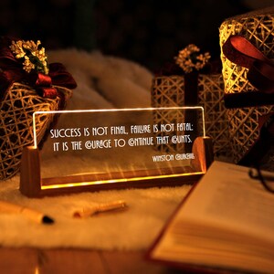 Custom Quote Print - Motivational Saying with LED Stand - Personalized Quote Sign - Motivational Quotes - Mindfulness Gift - Brainy Quote