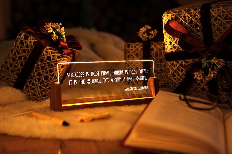 Custom Quote Print - Motivational Saying with LED Stand - Personalized Quote Sign - Motivational Quotes - Mindfulness Gift - Brainy Quote