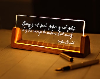 Custom Quote Print - Motivational Saying with LED Stand - Personalized Quote Sign - Motivational Quotes - Mindfulness Gift - Brainy Quote
