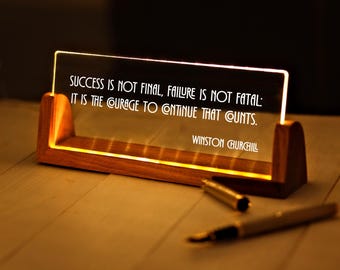 Custom Quote Print - Motivational Saying with LED Stand - Personalized Quote Sign - Motivational Quotes - Mindfulness Gift - Brainy Quote