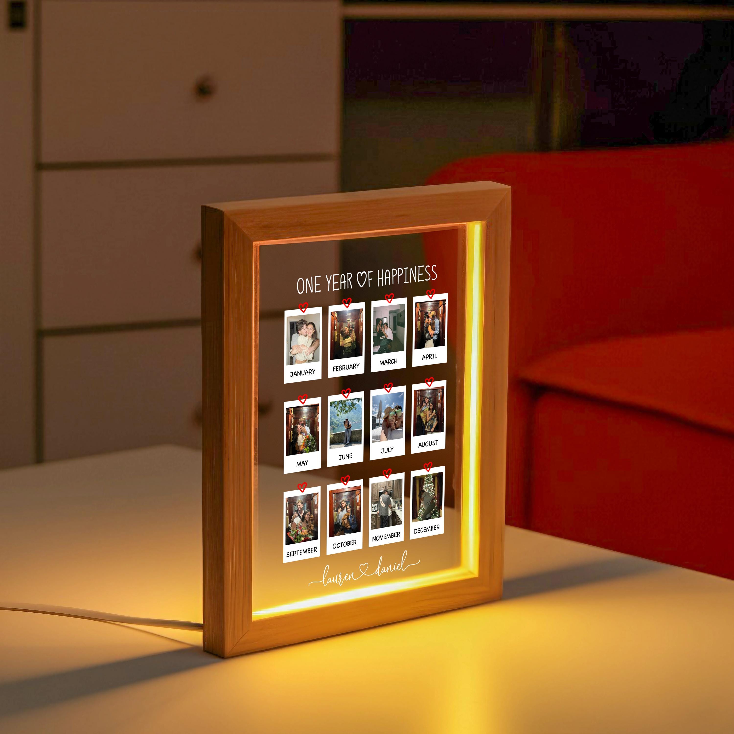 Custom One Year Photo Frame Light, Personalized Anniversary Plexiglass ...