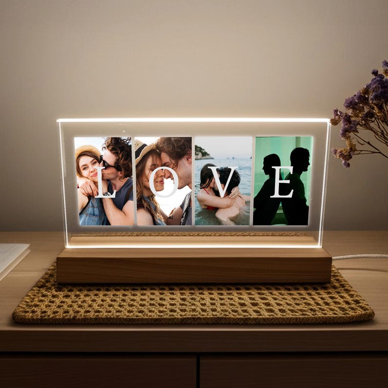 Personalized Couple LOVE LED Night Light, Sentimental Home Decor Gift for Anniversary, Valentines Day, Birthday Gift for Girlfriend Wife