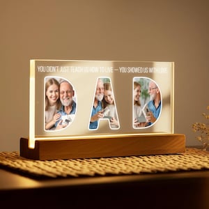 Custom Acrylic Dad Light with Photos, Personalized Father’s Day Gift from Kids, Memory Keepsake Night Light for Dad, New Dad Gift, Step Dad