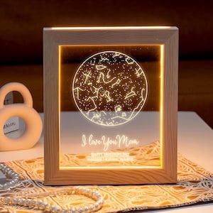 Veilleuse personnalisée carte des étoiles - Cadeau maman personnalisé - Cadeau fête des mères - Cadeau d'anniversaire pour maman - Constellation d'étoiles gravée - Carte des étoiles cadeau