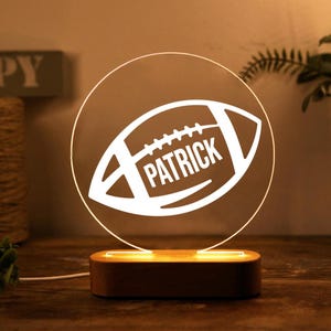 Personalized American Football Night Light with Name - Custom Sports Lamp Gift for Boys - Kids Room Decor - Teen Bedroom Light for Athletes