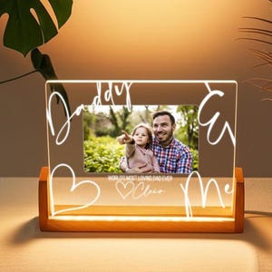 Custom Daddy Me Picture Light, Personalized Fathers Day Gift from Kids, Custom Acrylic Night Light for Dad, LED Keepsake Frame, Dad Birthday