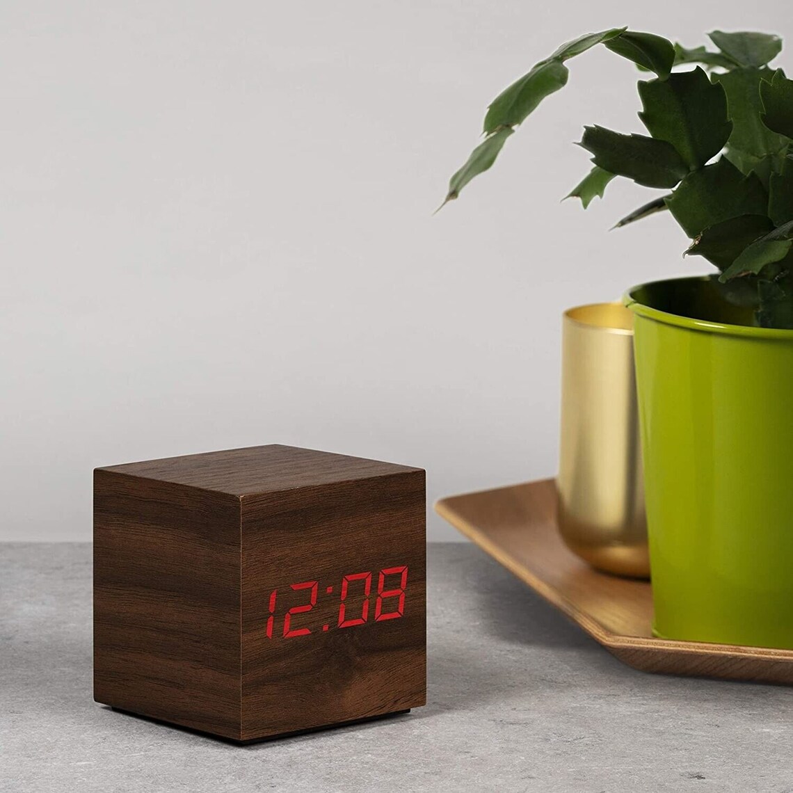 Digital Alarm Clock Indoor Temp Desktop Free Standing Wood USB Etsy