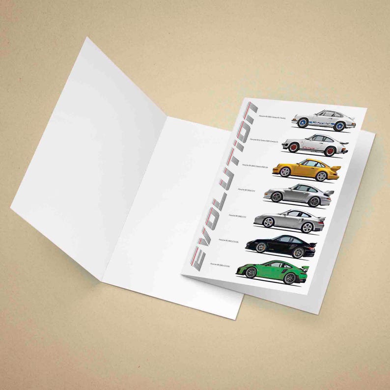 Porsche 911 evolution from the 901 Carrera to the 991 GT2 RS | Generation | Evolution | Greetings Card | Birthday Card image 2