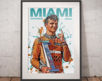 Lando Norris eerste overwinning Miami Grand Prix 2024 | Formule 1 | Kunst aan de muur | Affiche | Afdrukken |