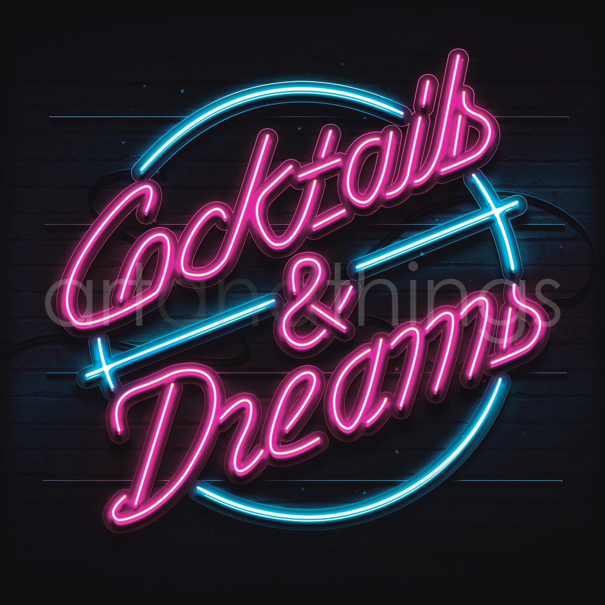 Cocktails & Dreams Bar Sign | Neon Effect | Bar | Movie | Wall Art