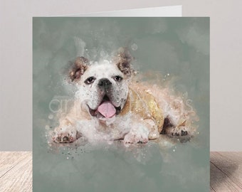 English Bulldog | Greetings Card | Birthday Card | Dog | Pet | Watercolour