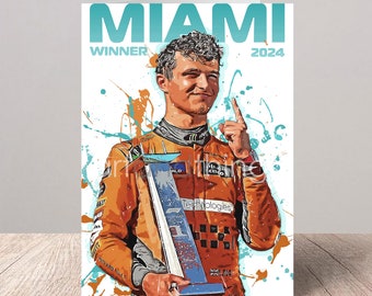 Lando Norris remporte la première fois le Grand Prix de Miami 2024 | Formule 1 | carte de voeux | Carte d'anniversaire
