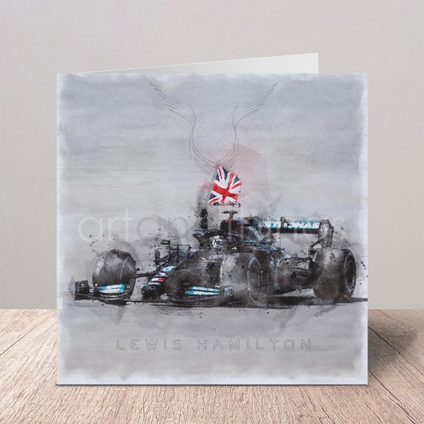 Lewis Hamilton Union Jack Flag | Silverstone  | Formula 1  | Mercedes F1 Formula One | Greetings Card | Birthday Card