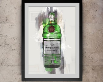 Tanqueray Gin | Tanqueray | Bottle | Bar | Abstract Art | Wall Art | Poster | Print | Home Decor