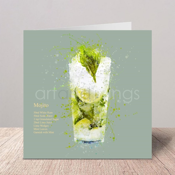 Mojito | Cocktail Recipe | Greetings Card | Birthday Card | Bar | Celebration