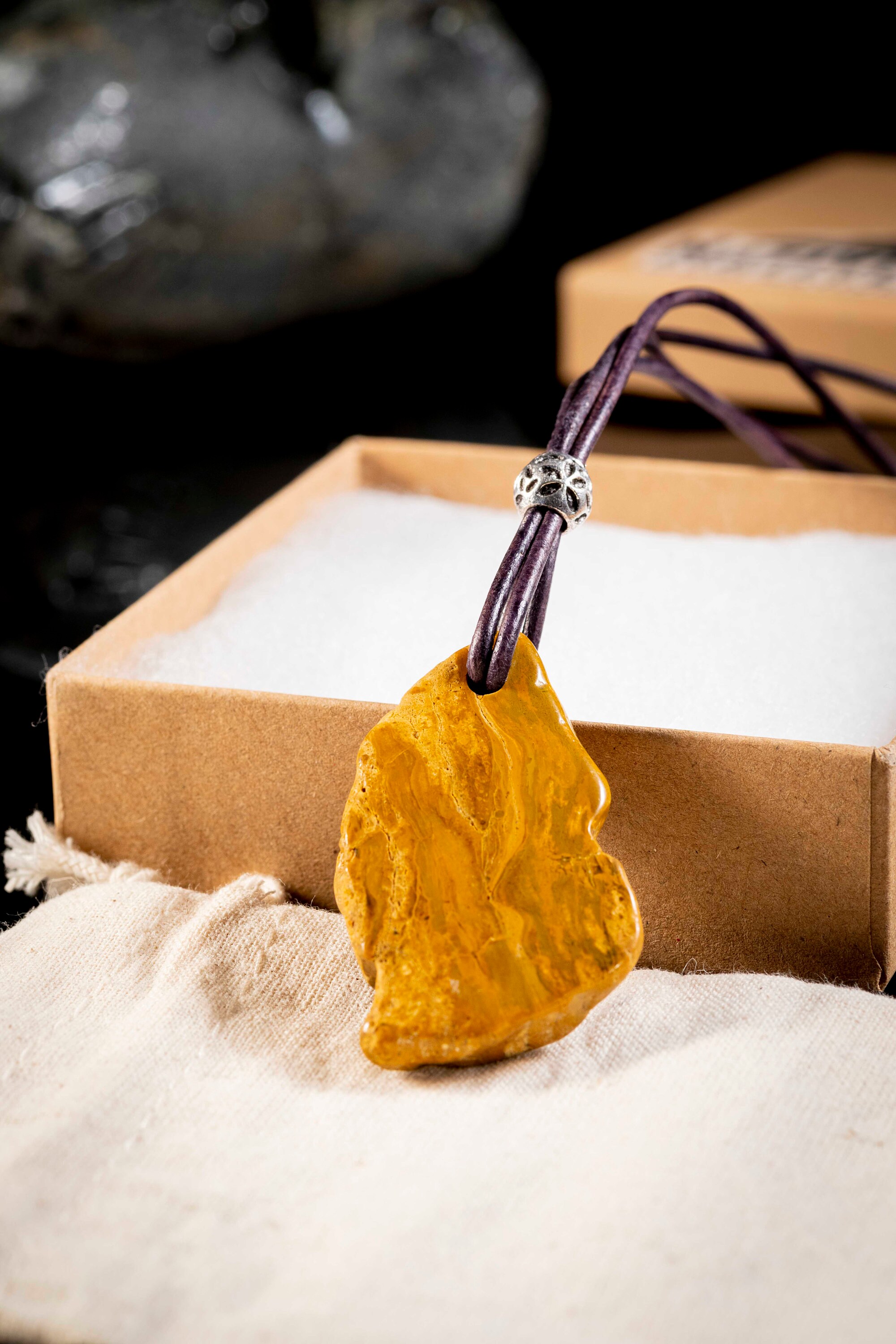 Wavy Banded Yellow Jasper Wisdom Stone Pendant Necklace