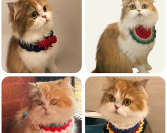Three Pet Cat Collars Crochet Pattern PDF (1) - Suitable for holiday Occasions - ENGLISH
