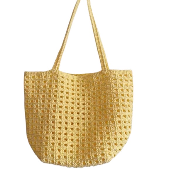 Crochet Mesh Bag/Beach Bag/Market Bag pattern PDF with detail tuturial guide - Suitable for Beginners  - ENGLISH