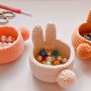 Crochet Pattern Tutorial Guide PDF with free Video-- A. Smiling Cat and  B. Rabbit  Ring Dish/Tray/Coaster- Suitable for Beginners - ENGLISH