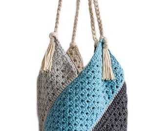 Crochet  4-Color blocked Shoulder Bag (Digital Tutorial PDF) - Crochet pattern Tutorial guide PDF with free video -Suitable for beginners