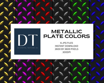 Metallic Diamond Plate Textures, Colorful Metal Digital Paper (Digital Download)